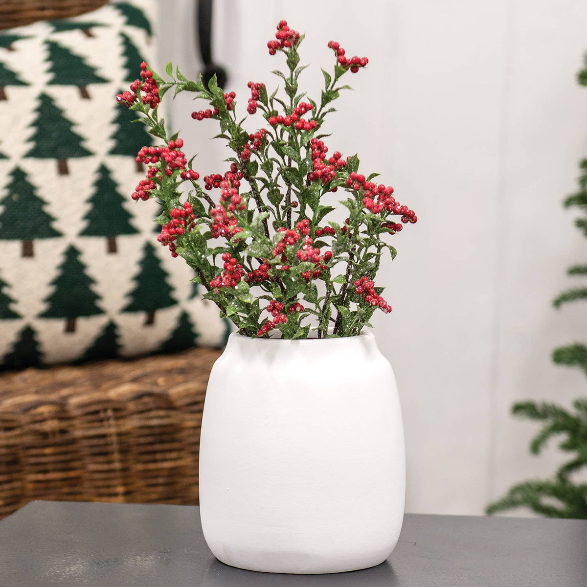 Col House Designs White Ceramic Wide Vase 6.5in