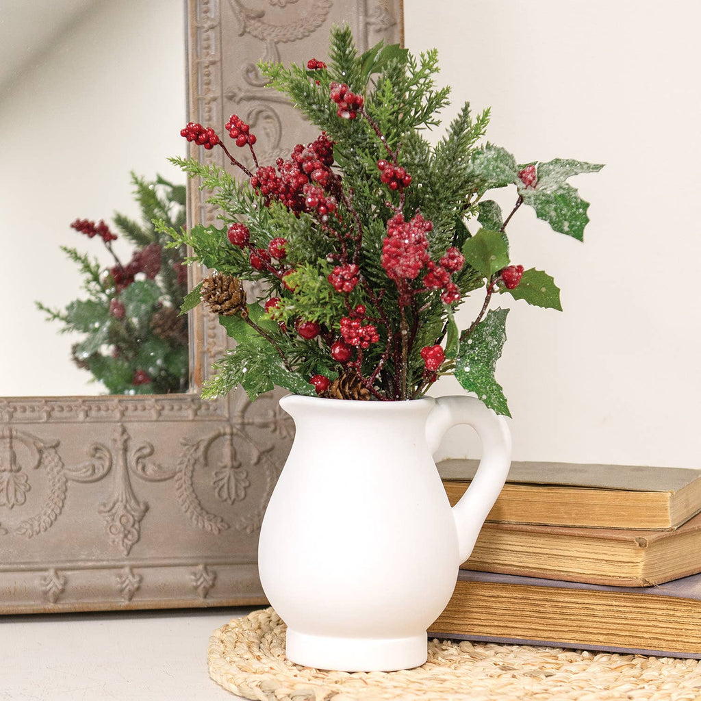 Col House Designs White Ceramic Pitcher 6in