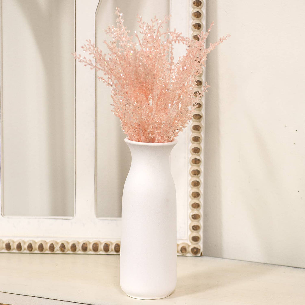 Col House Designs White Ceramic Tall Vase 9.25in